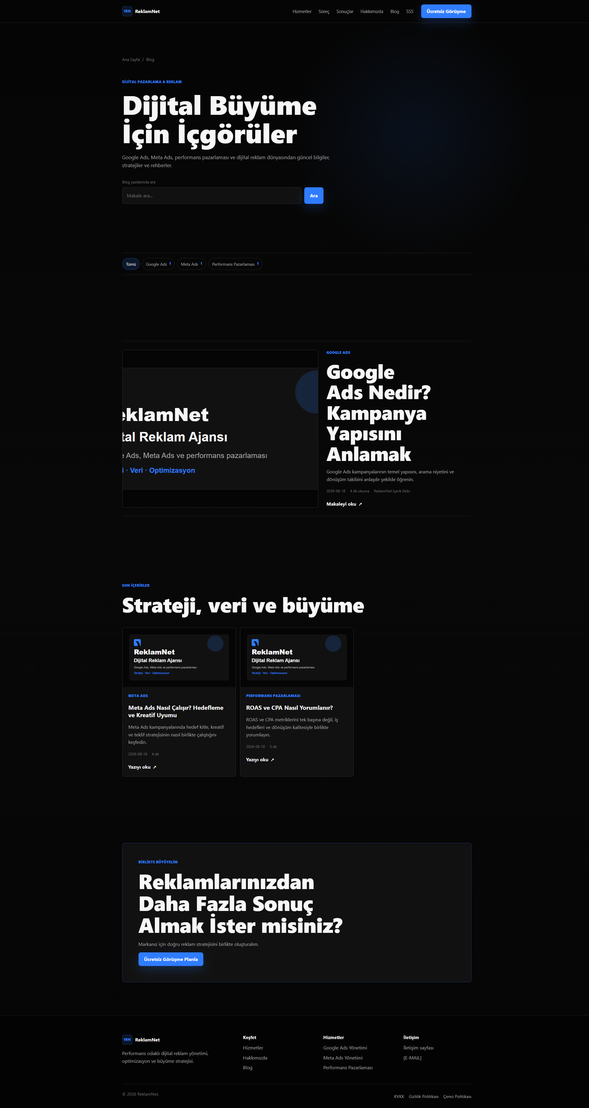 ReklamNet - Dijital Reklam & Medya Ajansı Web Sitesi detay