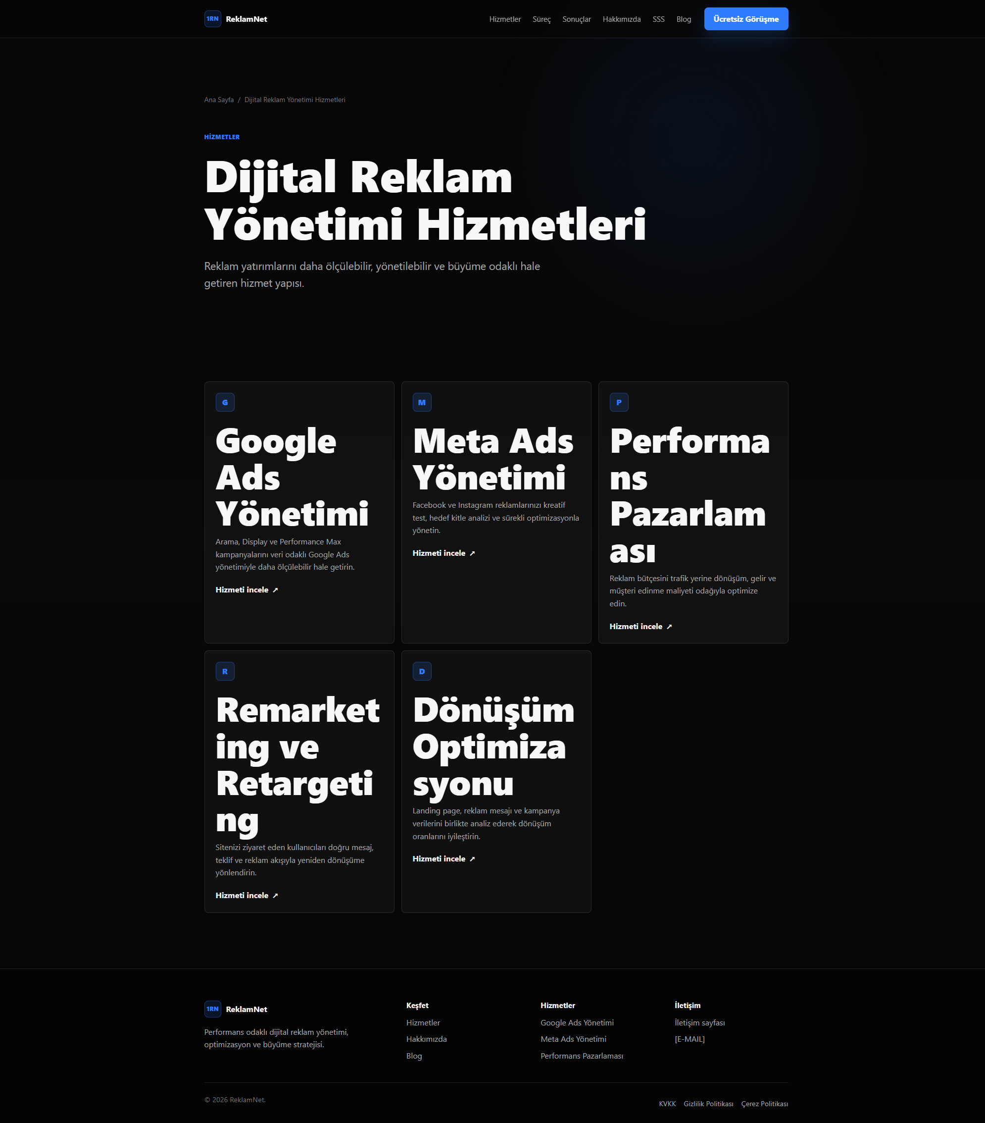 ReklamNet - Dijital Reklam & Medya Ajansı Web Sitesi detay