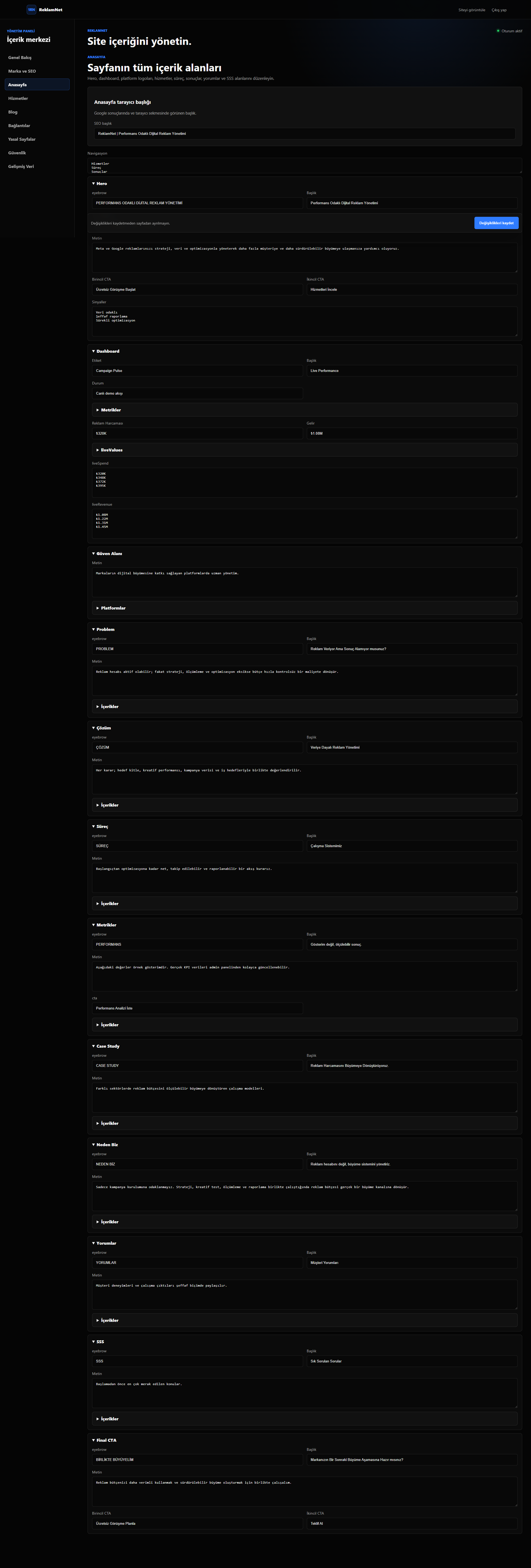 ReklamNet - Dijital Reklam & Medya Ajansı Web Sitesi detay